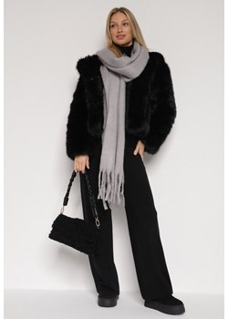 Szary Szalik z Frędzlami  Owedarria ze sklepu born2be.pl w kategorii Szaliki i chusty damskie - zdjęcie 188021760