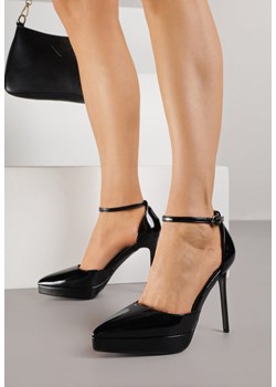 Czarne Lakierowane Szpilki na Platformie Eleffera ze sklepu born2be.pl w kategorii Czółenka - zdjęcie 188021844