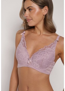 Fioletowy Biustonosz Koronkowy z Kokardkami  Themikaia ze sklepu born2be.pl w kategorii Biustonosze - zdjęcie 188022363