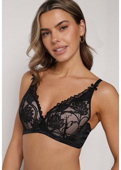 Czarno-Beżowy Biustonosz Koronkowy z Kokardkami  Themikaia ze sklepu born2be.pl w kategorii Biustonosze - zdjęcie 188022370