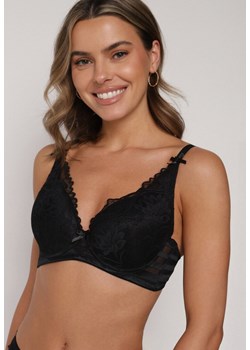 Czarny Biustonosz Koronkowy z Kokardkami  Themikaia ze sklepu born2be.pl w kategorii Biustonosze - zdjęcie 188022384
