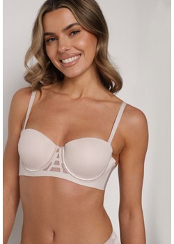 Beżowy Gładki Biustonosz Balkonetka Dalilin ze sklepu born2be.pl w kategorii Biustonosze - zdjęcie 188022391