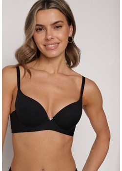 Czarny Gładki Biustonosz Push-up Halilura ze sklepu born2be.pl w kategorii Biustonosze - zdjęcie 188022454