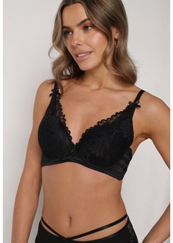 Czarny Koronkowy Biustonosz z Ozdobnymi Kokardkami na Ramiączkach Aeleolopei ze sklepu born2be.pl w kategorii Biustonosze - zdjęcie 188022510