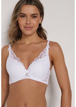 Biały Koronkowy Biustonosz z Ozdobnymi Kokardkami na Ramiączkach Aeleolopei ze sklepu born2be.pl w kategorii Biustonosze - zdjęcie 188022531