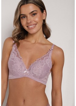 Fioletowy Koronkowy Biustonosz z Ozdobnymi Kokardkami na Ramiączkach Aeleolopei ze sklepu born2be.pl w kategorii Biustonosze - zdjęcie 188022552