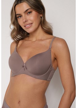 Beżowy Klasyczny Biustonosz o Gładkim Wykończeniu z Kokardką Adothyia ze sklepu born2be.pl w kategorii Biustonosze - zdjęcie 188022691