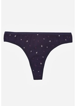Granatowe Majtki Stringi z Bawełną w Kwiaty Calylia ze sklepu born2be.pl w kategorii Majtki damskie - zdjęcie 188022752