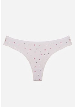 Białe Majtki Stringi z Bawełną w Kwiaty Calylia ze sklepu born2be.pl w kategorii Majtki damskie - zdjęcie 188022761