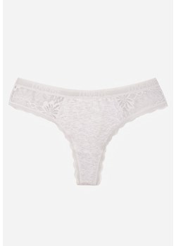 Jasnoszare Majtki Stringi z Subtelną Koronką z Bawełną Adriedah ze sklepu born2be.pl w kategorii Majtki damskie - zdjęcie 188022770
