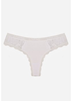 Białe Majtki Stringi z Subtelną Koronką z Bawełną Adriedah ze sklepu born2be.pl w kategorii Majtki damskie - zdjęcie 188022773