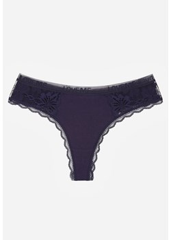 Granatowe Majtki Stringi z Subtelną Koronką z Bawełną Adriedah ze sklepu born2be.pl w kategorii Majtki damskie - zdjęcie 188022782