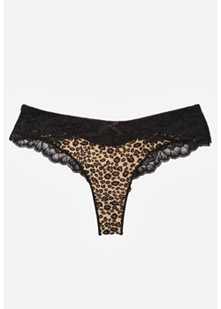 Panterkowe Majtki Typu Stringi z Koronką Nedareanes ze sklepu born2be.pl w kategorii Majtki damskie - zdjęcie 188022802