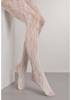 Beżowe Eleganckie Rajstopy z Koronki Hanilira ze sklepu born2be.pl w kategorii Rajstopy - zdjęcie 188022981