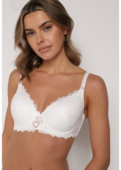 Jasnobeżowy Biustonosz z Koronką i Sercem z Cyrkonii Coratune ze sklepu born2be.pl w kategorii Biustonosze - zdjęcie 188023182