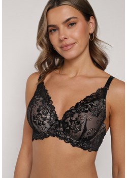 Czarno-Beżowy Klasyczny Biustonosz Zdobiony Koronką Idarodia ze sklepu born2be.pl w kategorii Biustonosze - zdjęcie 188023252