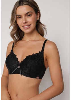 Czarny Koronkowy Biustonosz z Kokardką Nealenia ze sklepu born2be.pl w kategorii Biustonosze - zdjęcie 188023273
