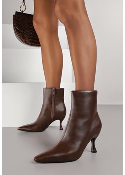 Brązowe Botki Vices na Szpilce Typu Kaczuszce Falunnea ze sklepu born2be.pl w kategorii Botki - zdjęcie 188023544