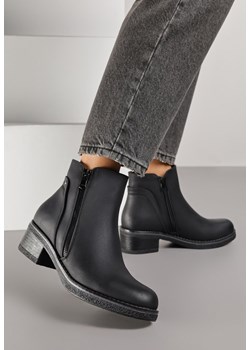 Czarne Botki do  Kostki Zdobione Suwakiem przy Cholewce Ilosela ze sklepu born2be.pl w kategorii Botki - zdjęcie 188023600