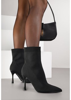 Czarne Botki Vices na Szpilce ze Skarpetową Cholewką Nalumela ze sklepu born2be.pl w kategorii Botki - zdjęcie 188023670