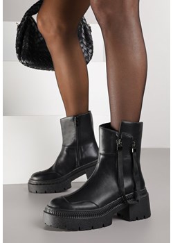 Czarne Botki Vices z Ozdobną Tasiemką Rivavie ze sklepu born2be.pl w kategorii Botki - zdjęcie 188023893