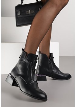 Czarne Botki Vices na Obcasie z Efektem Spękań Nunama ze sklepu born2be.pl w kategorii Botki - zdjęcie 188023900