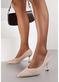 Ciemnobeżowe Czółenka Vices na Klepsydrze z Wkładką ze Skóry Naturalnej Dodvira ze sklepu born2be.pl w kategorii Czółenka - zdjęcie 188023914