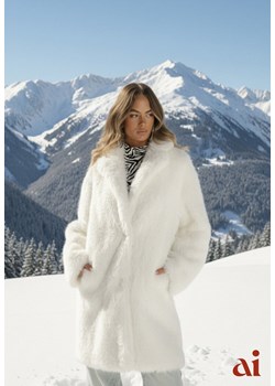 Beżowy Długi Futrzany Płaszcz Otirona ze sklepu renee.pl w kategorii Płaszcze damskie - zdjęcie 188024110