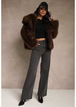 Ciemnoszare Jeansy High Waist z Szerokimi Nogawkami Vetimira ze sklepu renee.pl w kategorii Jeansy damskie - zdjęcie 188024373