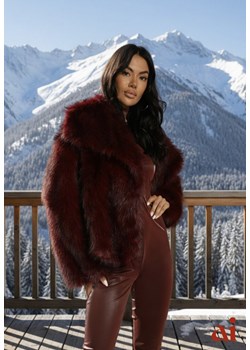 Bordowa Elegancka Kurtka Futerko z Kołnierzem Vertirida ze sklepu renee.pl w kategorii Futra damskie - zdjęcie 188024393