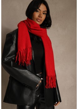 Czerwony Gładki Szalik z Frędzlami Vetimare ze sklepu renee.pl w kategorii Szaliki i chusty damskie - zdjęcie 188024473