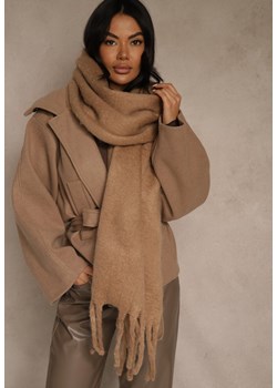 Brązowy Szalik Ozdobiony Frędzlami Owedela ze sklepu renee.pl w kategorii Szaliki i chusty damskie - zdjęcie 188024501