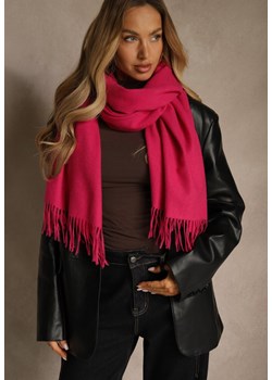 Fuksjowy Szalik z Wiskozą Bawełną i Frędzlami Siathlin ze sklepu renee.pl w kategorii Szaliki i chusty damskie - zdjęcie 188024833