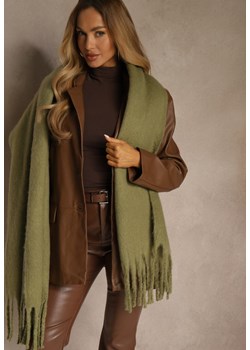 Ciemnobeżowy Szalik Ozdobiony Frędzlami Esalirea ze sklepu renee.pl w kategorii Szaliki i chusty damskie - zdjęcie 188024853