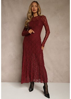 Bordowa Elegancka Sukienka z Koronki z Odkrytymi Plecami Lilafera ze sklepu renee.pl w kategorii Sukienki - zdjęcie 188024894