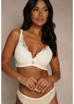 Jasnobeżowy Biustonosz Ozdobiony Koronką i Kokardkami Sellene ze sklepu renee.pl w kategorii Biustonosze - zdjęcie 188024973