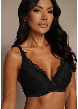 Czarny Biustonosz Ozdobiony Koronką i Kokardkami Sellene ze sklepu renee.pl w kategorii Biustonosze - zdjęcie 188025013