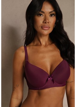 Ciemnofioletowy Biustonosz o Gładkim Wykończeniu z Kokardką Phiphise ze sklepu renee.pl w kategorii Biustonosze - zdjęcie 188025131