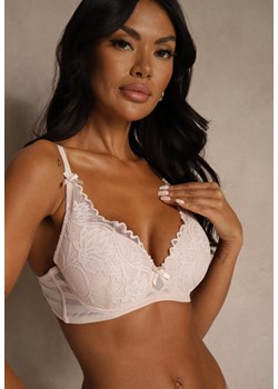 Jasnoróżowy Biustonosz Zdobiony Koronką i Kokardami Morgavia ze sklepu renee.pl w kategorii Biustonosze - zdjęcie 188025162