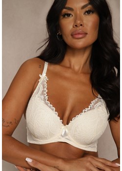 Jasnobeżowy Biustonosz Zdobiony Koronką i Kokardami Morgavia ze sklepu renee.pl w kategorii Biustonosze - zdjęcie 188025170