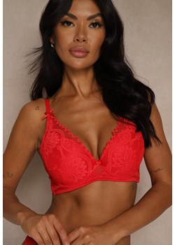 Czerwony Biustonosz Zdobiony Koronką i Kokardami Morgavia ze sklepu renee.pl w kategorii Biustonosze - zdjęcie 188025194