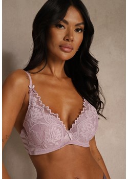 Fioletowy Biustonosz Zdobiony Koronką i Kokardami Morgavia ze sklepu renee.pl w kategorii Biustonosze - zdjęcie 188025202