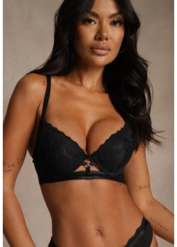 Czarny Koronkowy Biustonosz w Klasycznym Stylu z Aplikacją Galinassa ze sklepu renee.pl w kategorii Biustonosze - zdjęcie 188025250