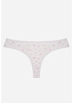 Jasnoszare Majtki Strongi z Drobnym Nadrukiem z Bawełną Clymeine ze sklepu renee.pl w kategorii Majtki damskie - zdjęcie 188025392