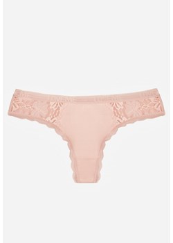 Jasnoróżowe Majtki Stringi Ozdobione Koronką z Bawełną Meniliphis ze sklepu renee.pl w kategorii Majtki damskie - zdjęcie 188025412