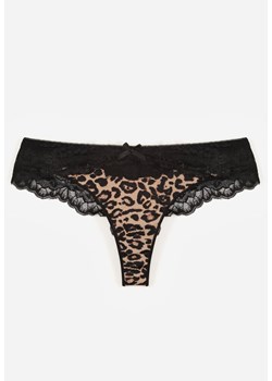 Czarno-Beżowe Majtki Stringi Ozdobione Koronką Phisoris ze sklepu renee.pl w kategorii Majtki damskie - zdjęcie 188025441