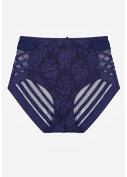 Granatowe Siateczkowe Majtki Figi High Waist z Koronkowymi Zdobieniami Heylih ze sklepu renee.pl w kategorii Majtki damskie - zdjęcie 188025552