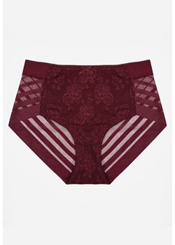 Bordowe Siateczkowe Majtki Figi High Waist z Koronkowymi Zdobieniami Heylih ze sklepu renee.pl w kategorii Majtki damskie - zdjęcie 188025561