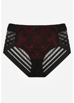 Czarno-Czerwone Siateczkowe Majtki Figi High Waist z Koronkowymi Zdobieniami Heylih ze sklepu renee.pl w kategorii Majtki damskie - zdjęcie 188025570