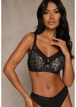 Czarno-Beżowy Koronkowy Biustonosz Ozdobiony Przezroczystą Wstawką Acalinai ze sklepu renee.pl w kategorii Biustonosze - zdjęcie 188025660